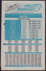 1989 19 ŞUBAT PİYANGO LİSTESİ