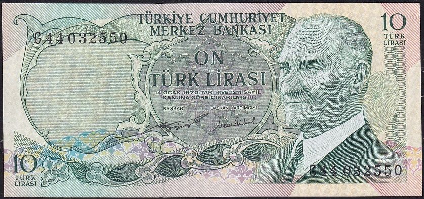 6.Emisyon 2.Tertip 10 Lira G44 032550 Ççt Çilaltı
