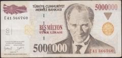 7.Emisyon 5 000 000 Lira E41 566760 Çok Temiz