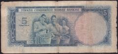 5.Emisyon 1.Tertip 5 Lira B6 328901 Temiz