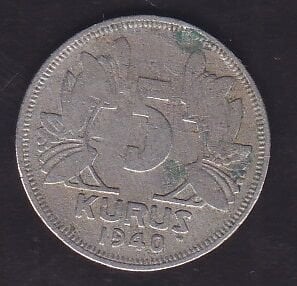 1940 Yılı 5 Kuruş
