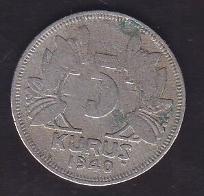 1940 Yılı 5 Kuruş
