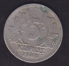 1940 Yılı 5 Kuruş