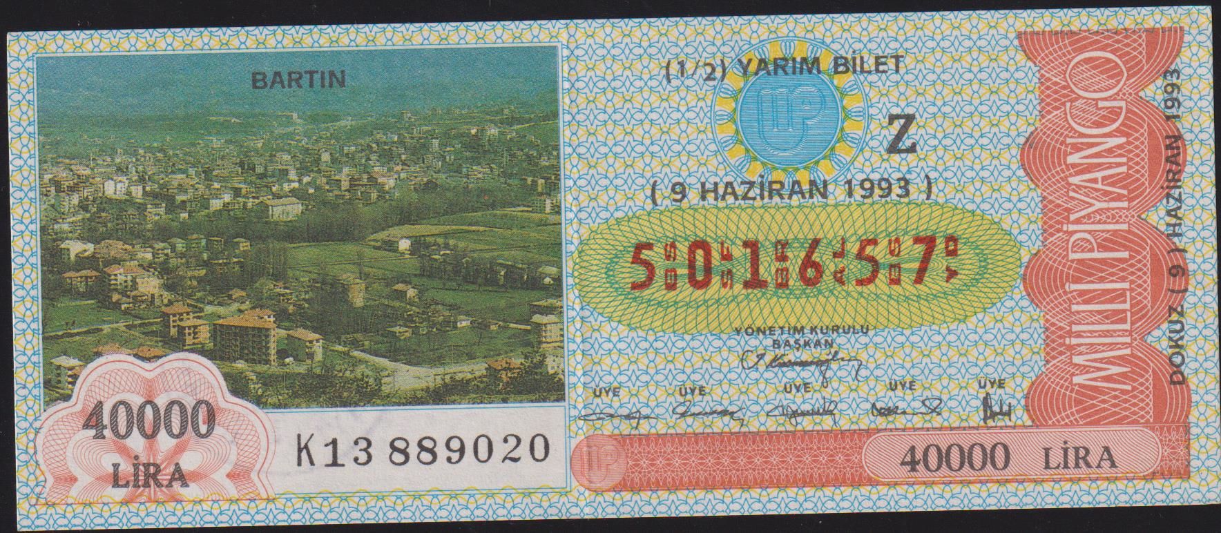 1993 9 Haziran Yarım Bilet - S Serisi