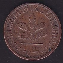 Almanya 1 Pfennig 1974 G