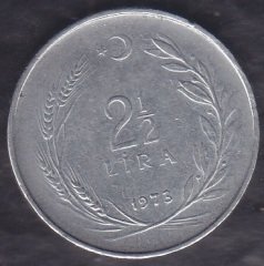 1973 Yılı 2.5 Lira (Düz)
