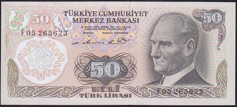 6.Emisyon 1.Tertip 50 Lira F05 265623 Çilaltı Çil