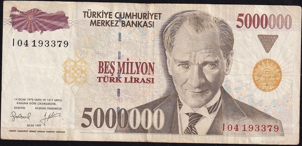7.Emisyon 5 000 000 Lira I04 193379 Çok Temiz