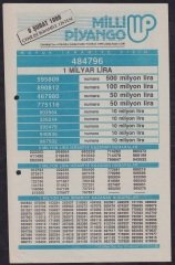 1989 9 ŞUBAT PİYANGO LİSTESİ