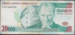 7.Emisyon 20 000 000 Lira E05 444541 Çok Temiz
