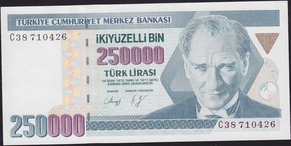 7.Emisyon 1.Tertip 250000 Lira C38 710426 Çilaltı Çil