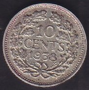 HOLLANDA 10 CENT 1938 GÜMÜŞ