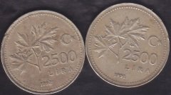 1991 - 1992 YILI 2500 LİRA 2'Lİ LOT