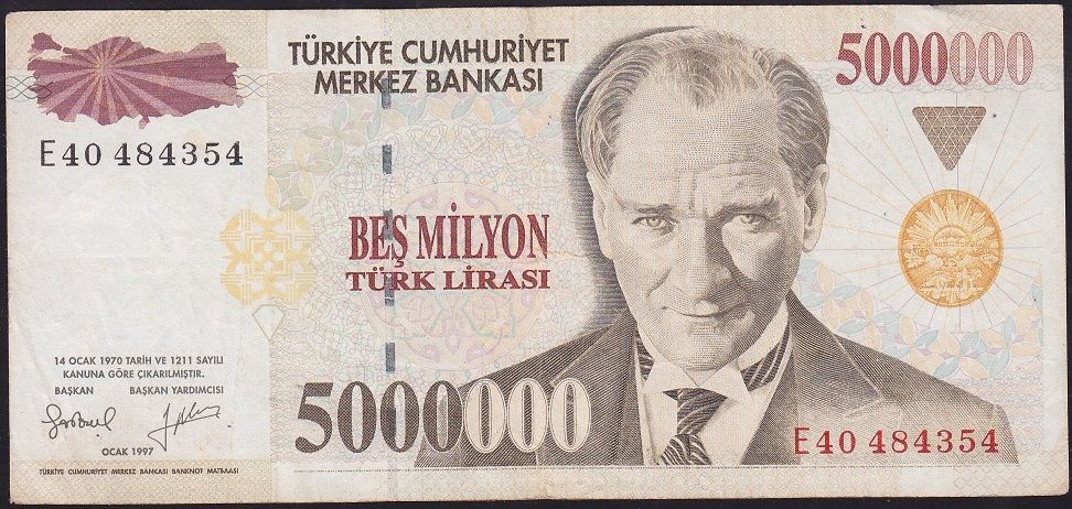 7.Emisyon 5 000 000 Lira E40 484354 Çok Temiz