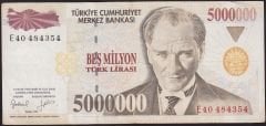 7.Emisyon 5 000 000 Lira E40 484354 Çok Temiz