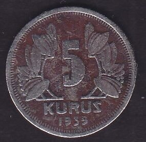 1939 Yılı 5 Kuruş