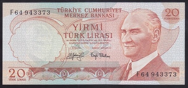 6.EMİSYON 3.TERTİP 20 LİRA F64 943373 ÇİLALTI