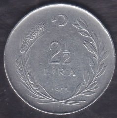1968 Yılı 2.5 Lira (Düz)