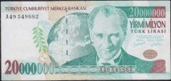 7.Emisyon 20 000 000 Lira A49 549882 Çok Çok Temiz