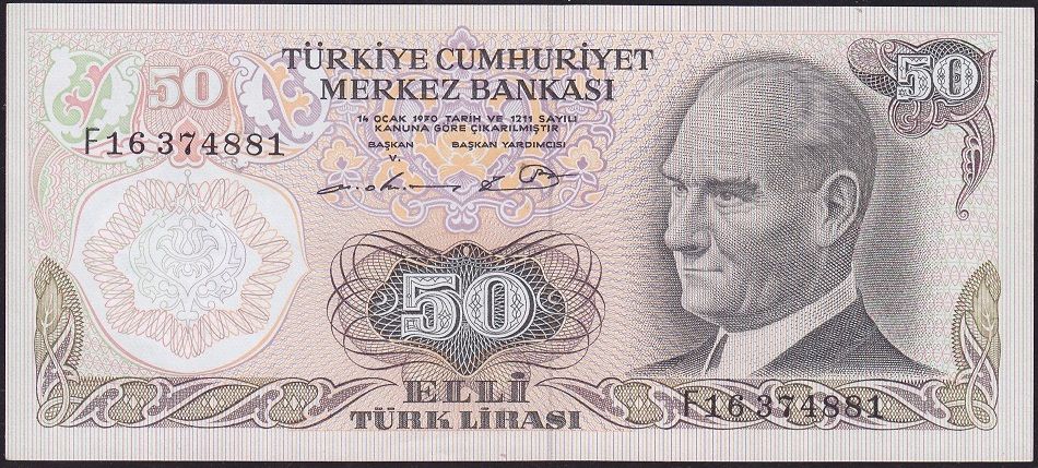 6.Emisyon 1.Tertip 50 Lira F16 374881 Çilaltı