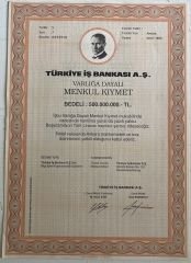 İş Bankası Hisse Senedi 500.000.000 Lira
