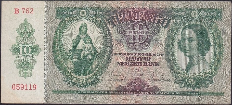 Macaristan 10 Pengo 1936 Çok Temiz +
