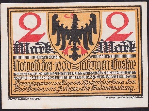 Almanya 2 Mark Notgeld 1922 Çilaltı Çil