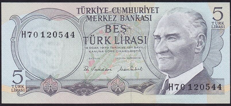 6.Emisyon 2.Tertip 5 Lira H70 120544 Çil