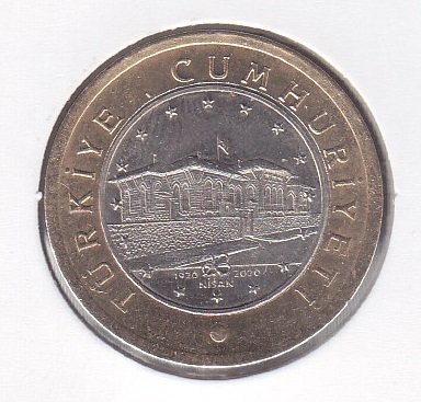 2020 Yılı Meclis'in Açılışının 100.Yılı 1 Lira Hatıra Para Çil - Ters