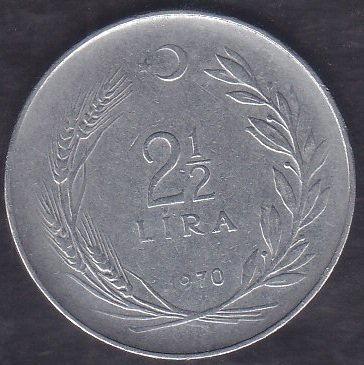 1970 Yılı 2.5 Lira (Düz)