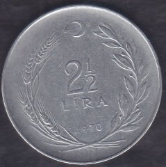 1970 Yılı 2.5 Lira (Düz)