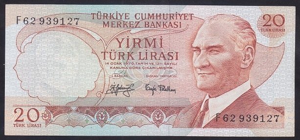 6.EMİSYON 3.TERTİP 20 LİRA F62 939127 ÇİLALTI