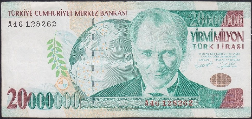 7.Emisyon 20 000 000 Lira A46 128262 Çok Temiz +