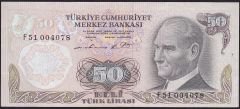 6.Emisyon 1.Tertip 50 Lira F51 004078 Çok Çok Temiz+