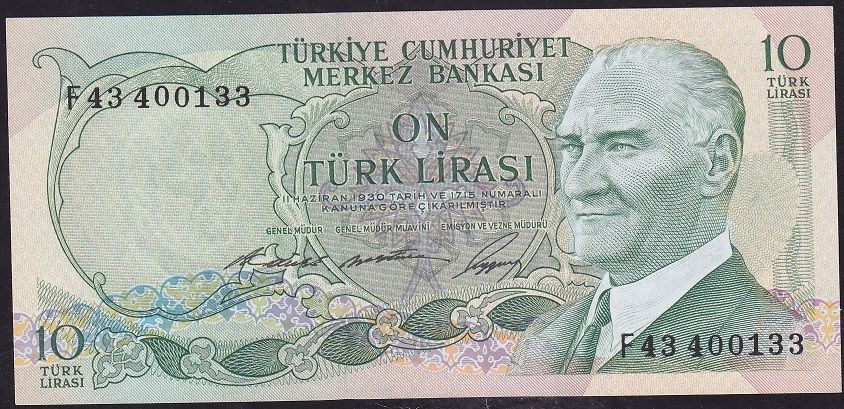 6.Emisyon 1.Tertip 10 Lira F43 400133 Çil