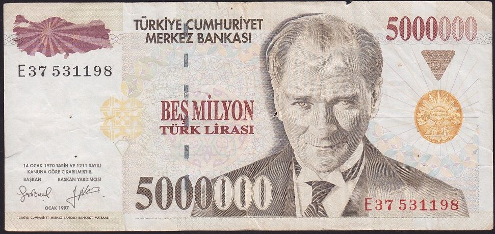 7.Emisyon 5 000 000 Lira E37 531198 Çok Temiz