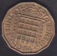 İNGİLTERE 3 PENCE 1954