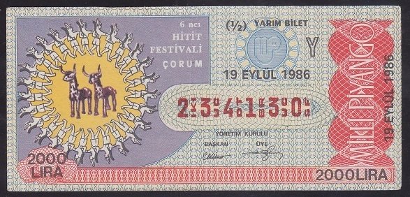 1986 19 EYLÜL YARIM BİLET Y SERİSİ