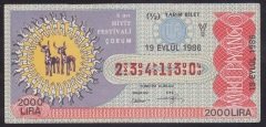 1986 19 EYLÜL YARIM BİLET Y SERİSİ