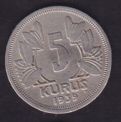 1939 Yılı 5 Kuruş