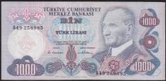 6.Emisyon 1.Tertip 1000 Lira A49 258085 Çok Temiz+