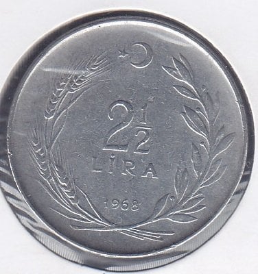 1968 Yılı 2.5 Lira (Ters)
