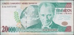 7.Emisyon 20 000 000 Lira A34 807390 Çok Temiz +