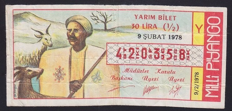1978 9 ŞUBAT YARIM BİLET