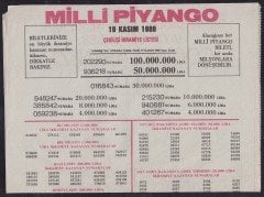 1986 19 KASIM PİYANGO LİSTESİ