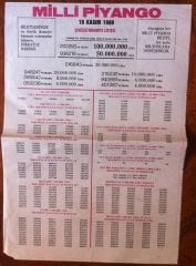1986 19 KASIM PİYANGO LİSTESİ
