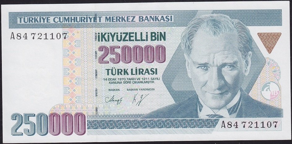 7.Emisyon 1.Tertip 250000 Lira A84 721107 Ççt Çilaltı