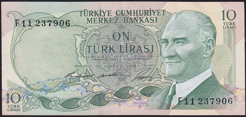 6.Emisyon 1.Tertip 10 Lira F11 237906 Çok Çok Temiz+