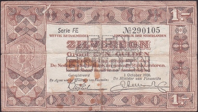Hollanda 1 Gulden 1938 Temiz +