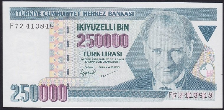 7.EMİSYON 3.TERTİP 250000 LİRA F72 413848 ÇİLALTI ÇİL